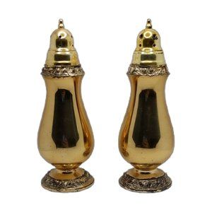 Vintage Henley Tudor Silver Plate Salt Pepper Shakers Oneida Community 5" READ